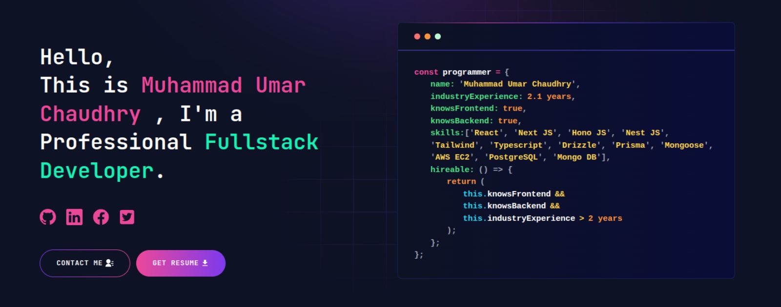 Portfolio of M Umar Chaudhry - Software Engineer
